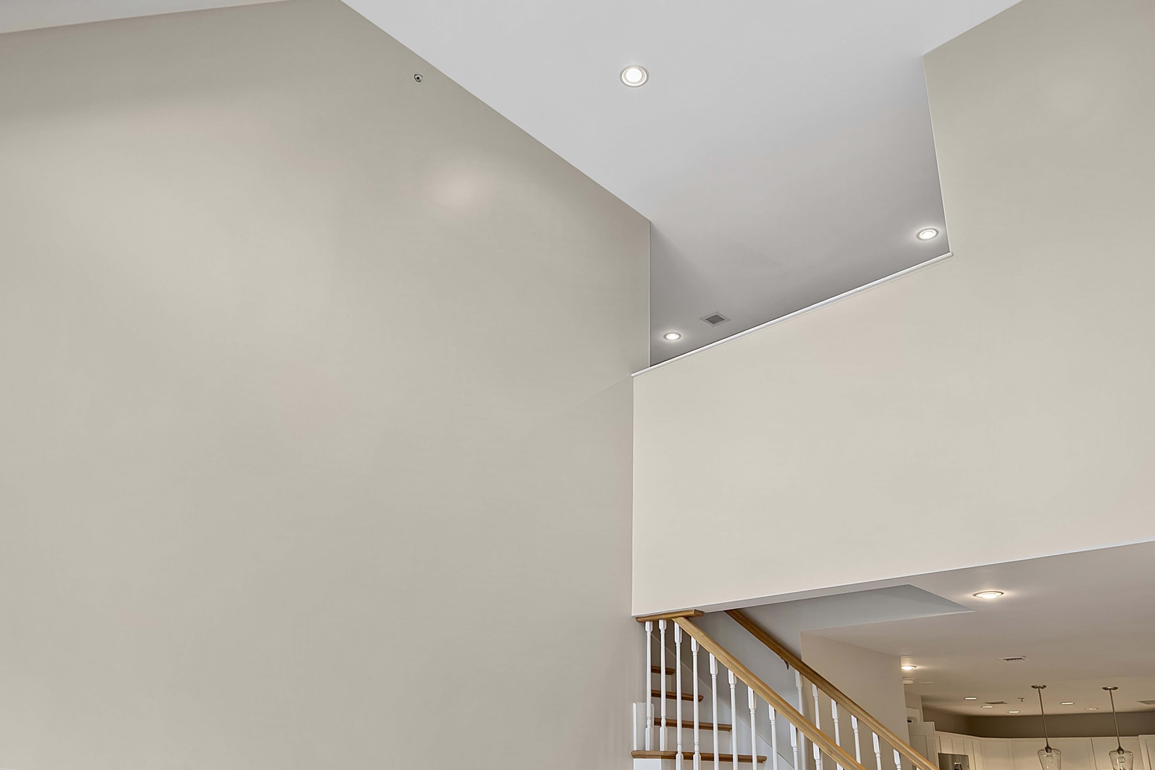 Vaulted ceiling and upper landing above the living room